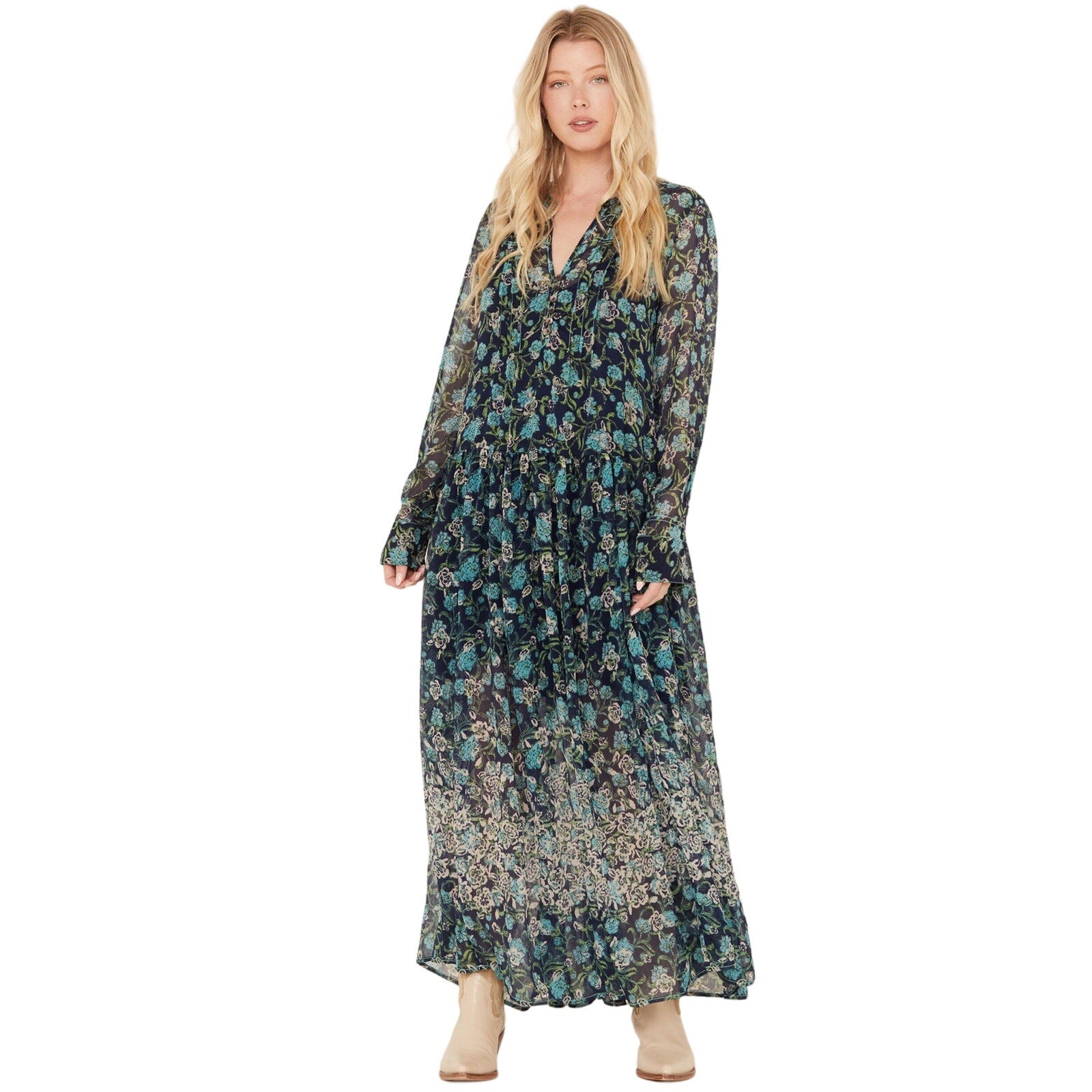 free people maxi dress long sleeve Polka Dot Long-Sleeve Dress
